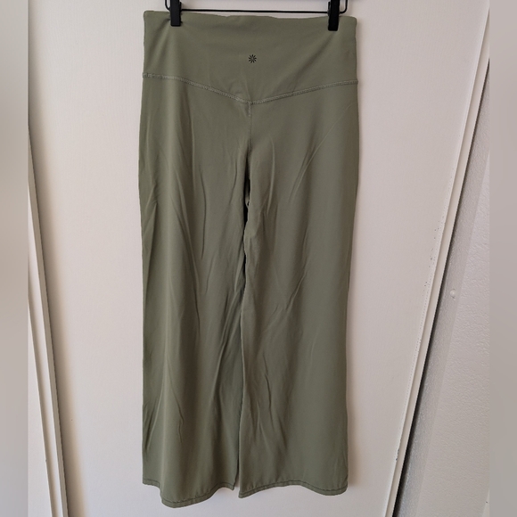 Athleta Womens Large Elation Wide Leg Pants Leggings Green Activewear Workout - Picture 5 of 8